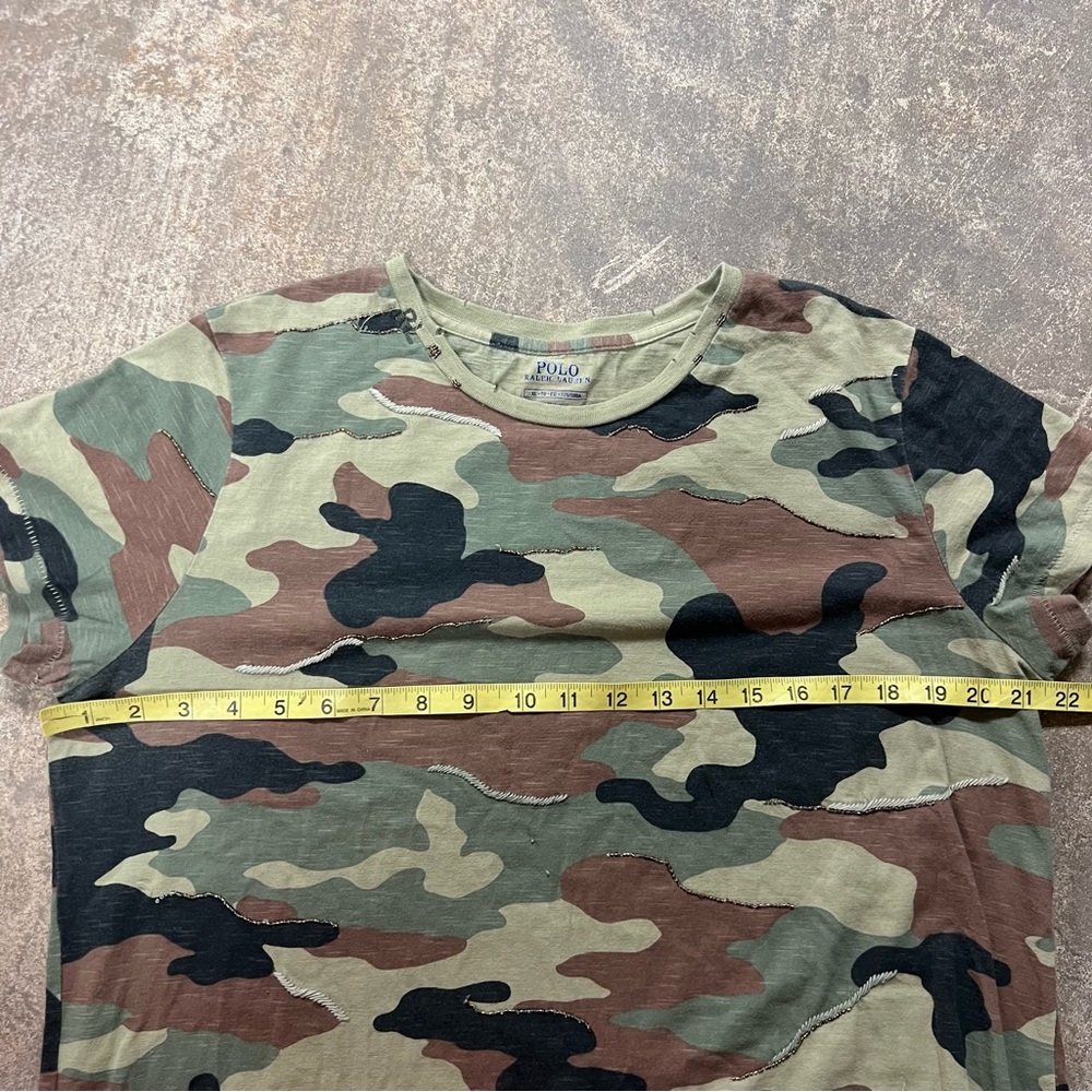 Polo Ralph Lauren Shirt Dress Knit Burnout Camouflage Beaded Woodland Camo XL - Picture 7 of 10